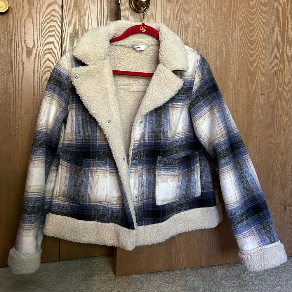 Sonoma size Large plaid Sherpa lined jacket